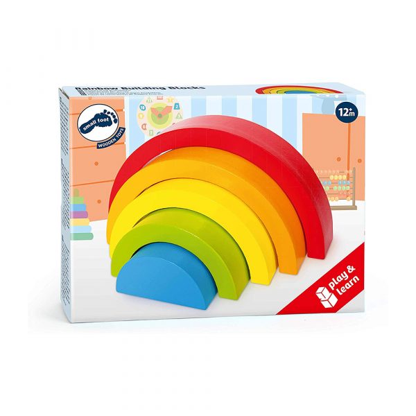 Puzzle Arcoiris De Madera Pequeño, Con 5 Colores Y Formas Diferentes, Juguete Montessori, 5 piezas