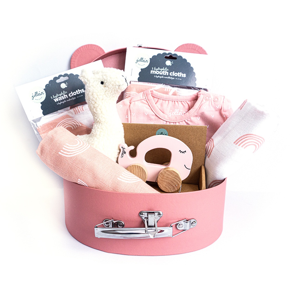 Cesta grande de regalos para bebé recién nacidos, rosa – Jollein - Cositas  Chulis